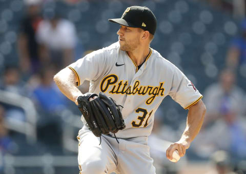 NEW YORK, NEW YORK – JULY 10: (NEW YORK DAILIES OUT) Tyler Anderson #31 of the Pittsburgh Pirates in action against the New York Mets at Citi Field on July 10, 2021 in New York City. The Pirates defeated the Mets 6-2. (Photo by Jim McIsaac/Getty Images)