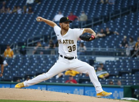 PITTSBURGH, PA – JULY 29: Chad Kuhl #39 of the Pittsburgh Pirates in action against the Milwaukee Brewers during the game at PNC Park on July 29, 2021 in Pittsburgh, Pennsylvania. (Photo by Justin K. Aller/Getty Images)