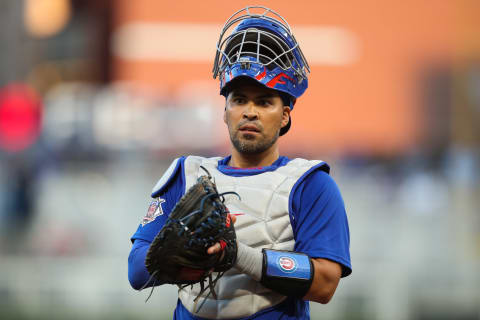 MINNEAPOLIS, MINNESOTA – AUGUST 31: Robinson Chirinos #29 of the Chicago Cubs looks on during the game against the Minnesota Twins in the first inning of the game at Target Field on August 31, 2021 in Minneapolis, Minnesota. The Cubs defeated the Twins 3-1. (Photo by David Berding/Getty Images)