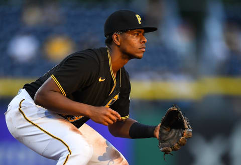 PITTSBURGH, PA – SEPTEMBER 07: Ke’Bryan Hayes #13 of the Pittsburgh Pirates in action during the game against the Detroit Tigers at PNC Park on September 7, 2021 in Pittsburgh, Pennsylvania. (Photo by Joe Sargent/Getty Images)