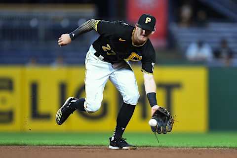 PITTSBURGH, PA – SEPTEMBER 07: Kevin Newman #27 of the Pittsburgh Pirates in action during the game against the Detroit Tigers at PNC Park on September 7, 2021 in Pittsburgh, Pennsylvania. (Photo by Joe Sargent/Getty Images)