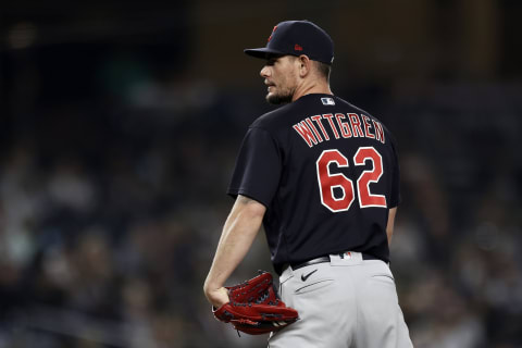 NEW YORK, NY – SEPTEMBER 17: Nick Wittgren #62 of the Cleveland Indians pitches against the New York Yankees during the seventh inning at Yankee Stadium on September 17, 2021 in New York City. (Photo by Adam Hunger/Getty Images)