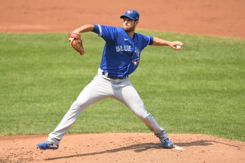 BALTIMORE, MD – SEPTEMBER 12: Steven Matz #22 of the Toronto Blue Jays pitches during a baseball game against the Baltimore Orioles at Oriole Park at Camden Yards on September 12, 2021 in Baltimore, Maryland. (Photo by Mitchell Layton/Getty Images)