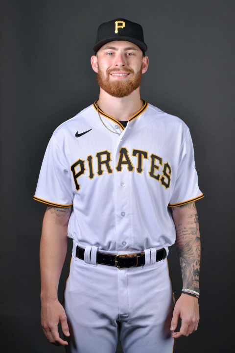 BRADENTON, FLORIDA – MARCH 16: Mike Burrows #93 of the Pittsburgh Pirates poses for a picture during the 2022 Photo Day at LECOM Park on March 16, 2022 in Bradenton, Florida. (Photo by Julio Aguilar/Getty Images)