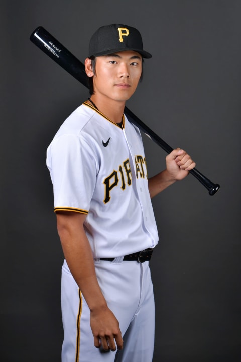 BRADENTON, FLORIDA – MARCH 16: Ji-Hwan Bae #81 of the Pittsburgh Pirates poses for a picture during the 2022 Photo Day at LECOM Park on March 16, 2022 in Bradenton, Florida. (Photo by Julio Aguilar/Getty Images)