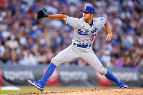 DENVER, CO – APRIL 9: Tyler Anderson #31 of the Los Angeles Dodgers pitches in the fourth inning against the Colorado Rockies at Coors Field on April 9, 2022 in Denver, Colorado. (Photo by Justin Edmonds/Getty Images)