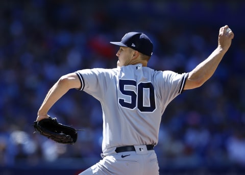 TORONTO, ON – JUNE 18: Jameson Taillon #50 of the New York Yankees delivers a pitch during a MLB game against the Toronto Blue Jays at Rogers Centre on June 18, 2022 in Toronto, Ontario, Canada. (Photo by Vaughn Ridley/Getty Images)