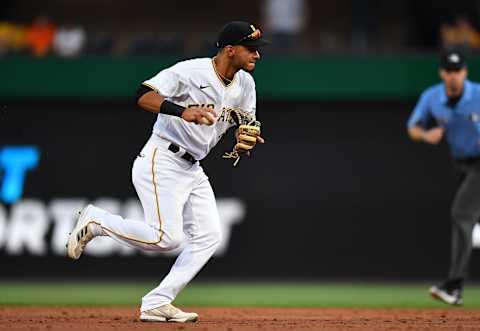 PITTSBURGH, PA – JULY 01: Tucupita Marcano #30 of the Pittsburgh Pirates in action during the game against theMilwaukee Brewers at PNC Park on July 1, 2022 in Pittsburgh, Pennsylvania. (Photo by Joe Sargent/Getty Images)