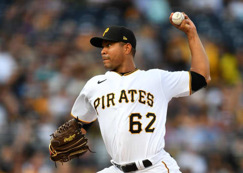 PITTSBURGH, PA – JULY 29: Jose Quintana #62 of the Pittsburgh Pirates in action during the game against the Philadelphia Phillies at PNC Park on July 29, 2022 in Pittsburgh, Pennsylvania. (Photo by Joe Sargent/Getty Images)