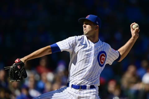 CHICAGO, ILLINOIS – OCTOBER 01: Starting pitcher Drew Smyly #11 of the Chicago Cubs delivers a pitch in the first inning against the Cincinnati Reds at Wrigley Field on October 01, 2022 in Chicago, Illinois. (Photo by Quinn Harris/Getty Images)