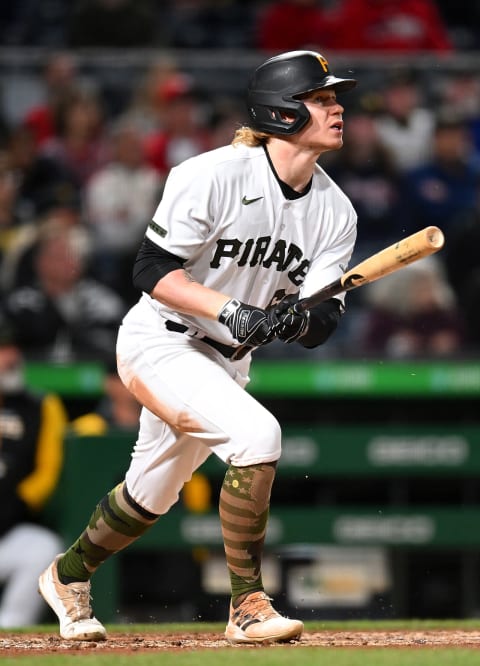 PITTSBURGH, PA – OCTOBER 03: Jack Suwinski #65 of the Pittsburgh Pirates in action during the game against the St. Louis Cardinals at PNC Park on October 3, 2022 in Pittsburgh, Pennsylvania. (Photo by Joe Sargent/Getty Images)