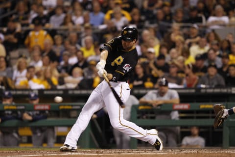 PITTSBURGH, PA – SEPTEMBER 20: Neil Walker #18 of the Pittsburgh Pirates bats against the Milwaukee Brewers during the third inning of their game on September 20, 2014 at PNC Park in Pittsburgh, Pennsylvania. The Brewers defeated the Pirates 1-0. (Photo by David Maxwell/Getty Images)