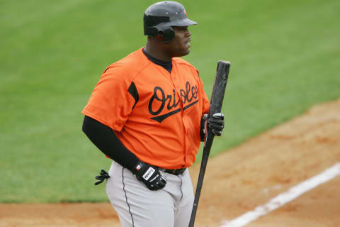 JUPITER, FL – MARCH 3 : Indfielder Walter Young #75 of the Baltimore Orioles looks on against the Florida Marlins during a spring training game on March 3, 2005 at Roger Dean Stadium in Jupiter, Florida. The Baltimore Orioles defeated the Florida Marlins 8-4. (Photo by Elsa/Getty Images).