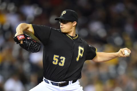 PITTSBURGH, PA – JUNE 22: Kyle Lobstein #53 of the Pittsburgh Pirates pitches during the game against the San Francisco Giants on June 22, 2016 at PNC Park in Pittsburgh, Pennsylvania. (Photo by Joe Sargent/Getty Images) *** Local Caption ***