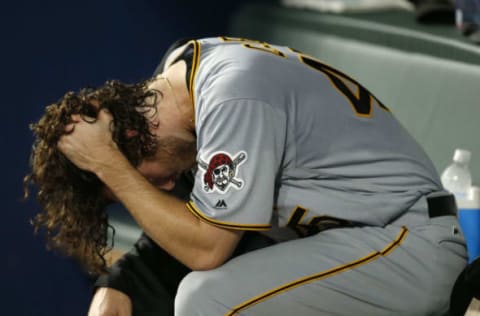 ATLANTA, GA – MAY 22: Pitcher Gerrit Cole, (Photo by Mike Zarrilli/Getty Images)