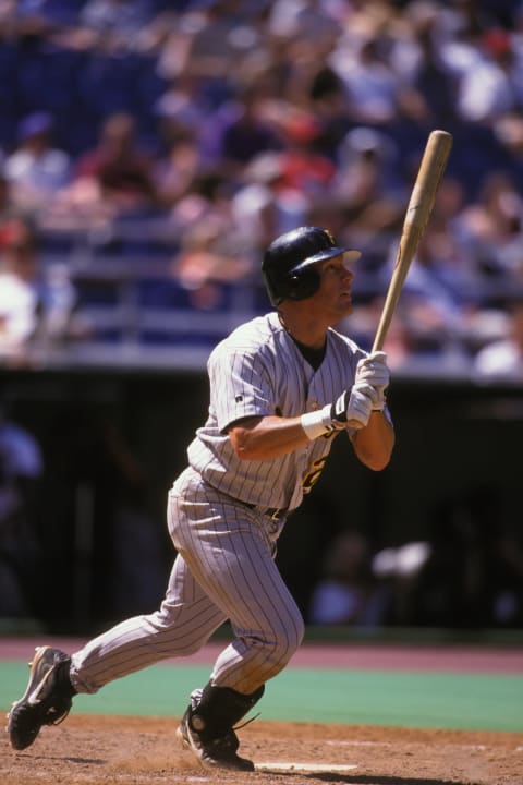 PHILADELPHIA, PA – JUNE 24: Brian Giles #24 of the Pittsburgh Pirates bats during a baseball game against the Philadelphia Phillies on June 24, 1999 at Veterans Stadium in Philadelphia, Pennsylvania. (Photo by Mitchell Layton/Getty Images)