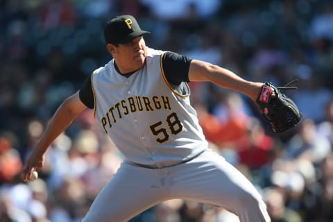 SAN FRANCISCO – SEPTEMBER 7: Romulo Sanchez of the Pittsburgh Pirates pitches during the game against the San Francisco Giants at AT&T Park in San Francisco, California on September 7, 2008. The Giants defeated the Pirates 11-6. (Photo by Brad Mangin/MLB Photos via Getty Images)