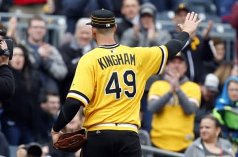 PITTSBURGH, PA – APRIL 29: Nick Kingham #49 of the Pittsburgh Pirates acknowledges the crowd after pitching 7 innings with one hit allowed in his major league debut against the St. Louis Cardinals at PNC Park on April 29, 2018 in Pittsburgh, Pennsylvania. (Photo by Justin K. Aller/Getty Images)