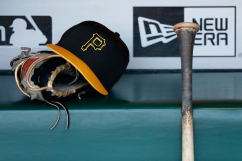 SAN FRANCISCO, CA – AUGUST 09: A Pittsburgh Pirates hat, glove and bat sit in the dugout before the game against the San Francisco Giants at AT&T Park on August 9, 2018 in San Francisco, California. (Photo by Lachlan Cunningham/Getty Images)