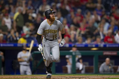 PHILADELPHIA, PA – AUGUST 27: Colin Moran #19 of the Pittsburgh Pirates hits a two run home run in the top of the sixth inning against the Philadelphia Phillies at Citizens Bank Park on August 27, 2019 in Philadelphia, Pennsylvania. The Pirates defeated the Phillies 5-4. (Photo by Mitchell Leff/Getty Images)