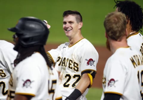 PITTSBURGH, PA – SEPTEMBER 08: Kevin Newman #27 of the Pittsburgh Pirates celebrates after hitting a fielder’s choice in the ninth inning against the Chicago White Sox at PNC Park on September 8, 2020 in Pittsburgh, Pennsylvania. (Photo by Justin K. Aller/Getty Images)