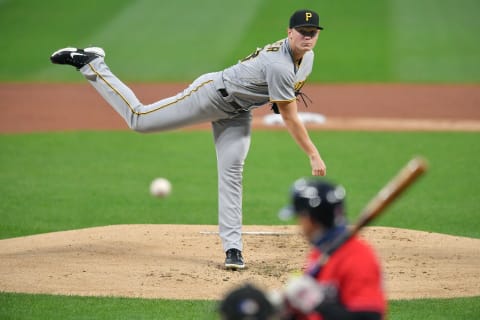 CLEVELAND, OHIO – SEPTEMBER 25: Starting pitcher Mitch Keller #23 of the Pittsburgh Pirates pitches to Cesar Hernandez #7 of the Cleveland Indians during the first inning at Progressive Field on September 25, 2020 in Cleveland, Ohio. (Photo by Jason Miller/Getty Images)