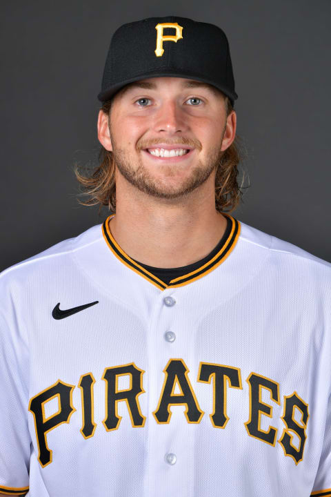 BRADENTON, FLORIDA – MARCH 16: Carmen Mlodzinski #83 of the Pittsburgh Pirates poses for a picture during the 2022 Photo Day at LECOM Park on March 16, 2022 in Bradenton, Florida. (Photo by Julio Aguilar/Getty Images)