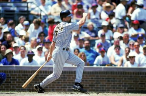 22 Jul 1999: John Wehner #7 of the Pittsburgh Pirates watches the ball after hitting it during the game against the Chicago Cubs at Wrigley Field in Chicago, Illinois. The Cubs defeated the Pirates 5-3. Mandatory Credit: Jonathan Daniel /Allsport