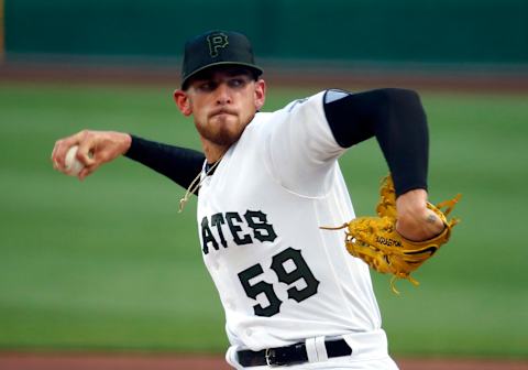 PITTSBURGH, PA – JULY 29: Joe Musgrove #59 of the Pittsburgh Pirates pitches in the first inning against the Milwaukee Brewers at PNC Park on July 29, 2020 in Pittsburgh, Pennsylvania. (Photo by Justin K. Aller/Getty Images)