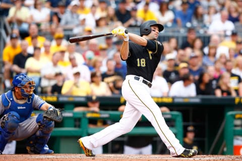 PITTSBURGH, PA – AUGUST 08: Neil Walker #18 of the Pittsburgh Pirates in action against the Los Angeles Dodgers during the game at PNC Park on August 8, 2015 in Pittsburgh, Pennsylvania. (Photo by Jared Wickerham/Getty Images)