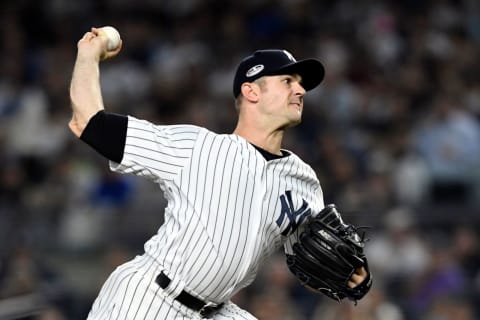 New York Yankees’ David Robertson pitches to the Boston Red Sox in the sixth inning of Game 4 of the American League Division Series on Tuesday, Oct. 9, 2018, in New York.Nyy Vs Bos Game 4