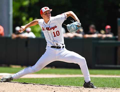 Orchard Lake St. Mary’s pitcher Brock Porter throws against Forest Hills Northern Friday, June 17, 2022, during the MHSAA D1 semifinal at McLane Stadium in East Lansing. Orchard Lake St. Mary’s won 9-0. Porter threw a no-hitter.Dsc 9200Syndication Lansing State Journal