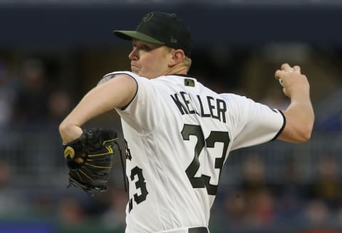 Oct 3, 2022; Pittsburgh, Pennsylvania, USA; Pittsburgh Pirates starting pitcher Mitch Keller (23) delivers a pitch against the St. Louis Cardinals during the first inning at PNC Park. Mandatory Credit: Charles LeClaire-USA TODAY Sports