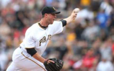 May 20, 2017; Pittsburgh, PA, USA; Pittsburgh Pirates relief pitcher Tony Watson (44) pitches against the Philadelphia Phillies during the ninth inning at PNC Park. Mandatory Credit: Charles LeClaire-USA TODAY Sports