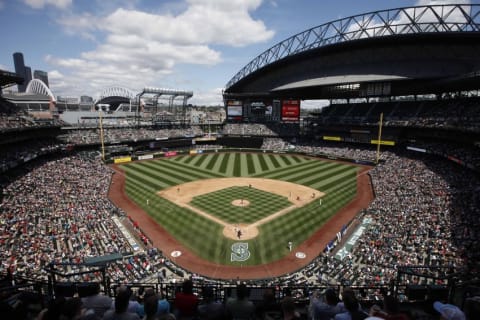 Jul 12, 2015; Seattle, WA, USA; General view of Safeco Field during the fourth inning of a game between the Los Angeles Angels and Seattle Mariners. Mandatory Credit: Jennifer Buchanan-USA TODAY Sports