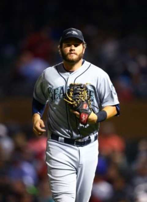 Nov 7, 2015; Phoenix, AZ, USA; Seattle Mariners infielder D.J. Peterson during the Arizona Fall League Fall Stars game at Salt River Fields. Mandatory Credit: Mark J. Rebilas-USA TODAY Sports