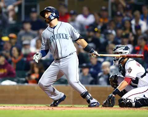 Nov 7, 2015; Phoenix, AZ, USA; Seattle Mariners infielder D.J. Peterson during the Arizona Fall League Fall Stars game at Salt River Fields. Mandatory Credit: Mark J. Rebilas-USA TODAY Sports