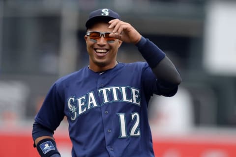 May 19, 2016; Baltimore, MD, USA; Seattle Mariners center fielder Leonys Martin (12) stands on the field before the game against the Baltimore Orioles at Oriole Park at Camden Yards. Mandatory Credit: Tommy Gilligan-USA TODAY Sports