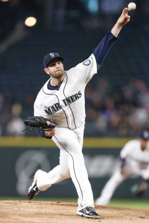 May 12, 2015; Seattle, WA, USA; Seattle Mariners pitcher James Paxton (65) throws against the San Diego Padres during the first inning at Safeco Field. Mandatory Credit: Joe Nicholson-USA TODAY Sports