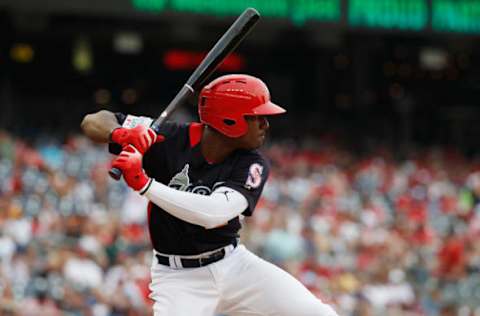 WASHINGTON, DC – JULY 15: Kyle Lewis #2 of the Seattle Mariners and the U.S. Team bats against the World Team during the SiriusXM All-Star Futures Game at Nationals Park on July 15, 2018 in Washington, DC. (Photo by Patrick McDermott/Getty Images)