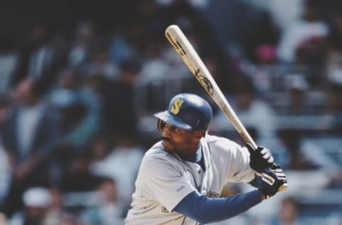 Alvin Davis, Designated Hitter and First Baseman for the Seattle Mariners at bat during the Major League Baseball American League East game against the New York Yankees on 18 May 1991 at Yankee Stadium, New York, New York, United States. The Mariners won the game 4 – 1. (Photo by Lonnie Major/Allsport/Getty Images)