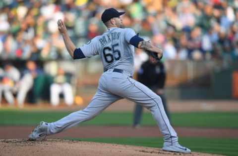 OAKLAND, CA – SEPTEMBER 01: James Paxton #65 of the Seattle Mariners pitches against the Oakland Athletics in the bottom of the first inning at Oakland Alameda Coliseum on September 1, 2018 in Oakland, California. (Photo by Thearon W. Henderson/Getty Images)