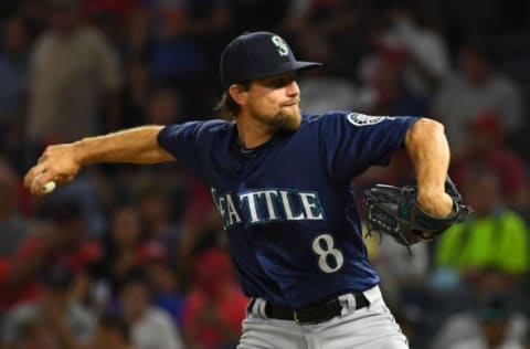 ANAHEIM, CA – SEPTEMBER 13: Mike Leake #8 of the Seattle Mariners pitches in the first inning of the game against the Los Angeles Angels of Anaheim at Angel Stadium on September 13, 2018, in Anaheim, California. (Photo by Jayne Kamin-Oncea/Getty Images)