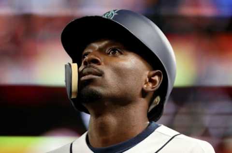 SEATTLE, WA – SEPTEMBER 25: Dee Gordon #9 of the Seattle Mariners reacts after hitting a ground out in the third inning against the Oakland Athletics during their game at Safeco Field on September 25, 2018 in Seattle, Washington. (Photo by Abbie Parr/Getty Images)