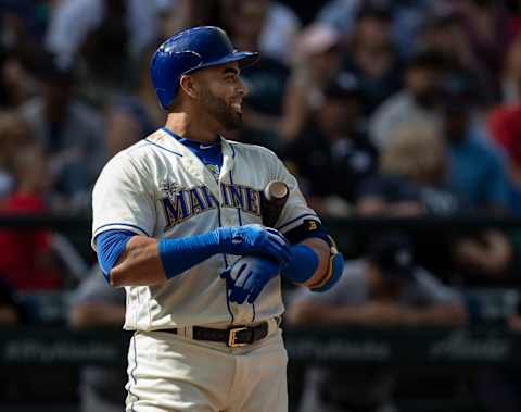 SEATTLE, WA – SEPTEMBER 9: Nelson Cruz of the Seattle Mariners smiles while adjusting his batting gloves. (Photo by Stephen Brashear/Getty Images)