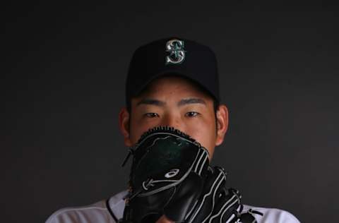 PEORIA, ARIZONA – FEBRUARY 18: Pitcher Yusei Kikuchi #18 of the Seattle Mariners poses for a portrait during photo day at Peoria Stadium on February 18, 2019 in Peoria, Arizona. (Photo by Christian Petersen/Getty Images)