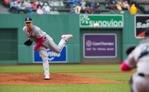 BOSTON, MA – MAY 12: Marco Gonzales of the Seattle Mariners pitches against the Boston Red Sox. (Photo by Rich Gagnon/Getty Images)