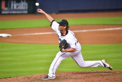 MIAMI, FL – MAY 01: Drew Steckenrider of the Miami Marlins delivers a pitch (Mariners). (Photo by Mark Brown/Getty Images)