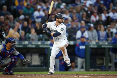 SEATTLE, WA – APRIL 30: Mitch Haniger #17 of the Seattle Mariners bats during the game against the Chicago Cubs at T-Mobile Park on April 30, 2019 in Seattle, Washington. The Cubs defeated the Mariners 6-5. (Photo by Rob Leiter/MLB Photos via Getty Images)