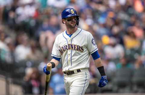 SEATTLE, WA – MAY 19: Mitch Haniger #17 of the Seattle Mariners walks off the field after an at-bat in a game against the Minnesota Twins at T-Mobile Park on May 19, 2019 in Seattle, Washington. The Mariners won 7-4. (Photo by Stephen Brashear/Getty Images)